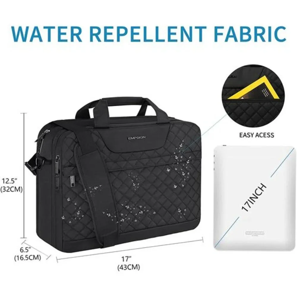17.3 Inch Laptop Bag, Large Capacity Expandable Briefcase for Women & Men